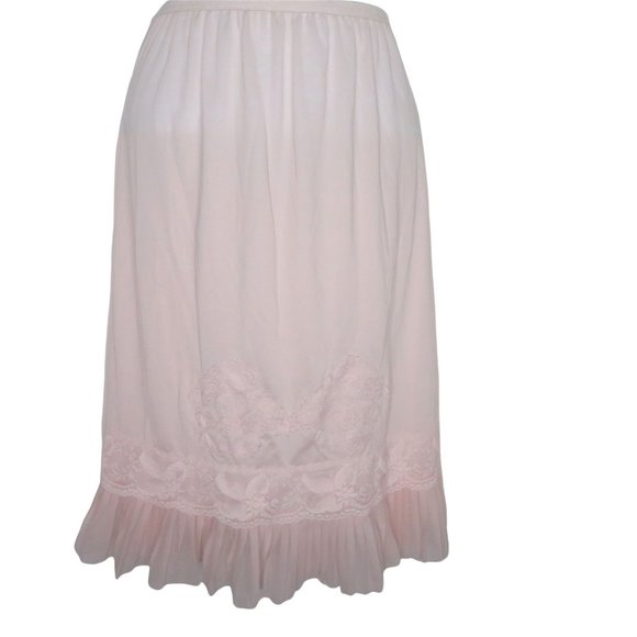 Vintage 60s Nani Flower Half Slip Pink Accordion Pleated Lace Hemline Glam PinUp - Picture 6 of 10